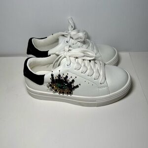 Kurt Geiger London Mini Laney Eye Sneakers Girls Size 13 White Lace Up Shoes